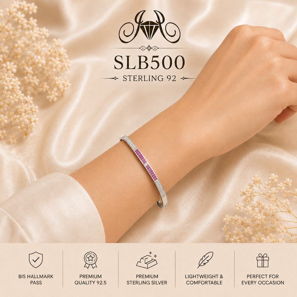 SLB500 sterling silver ladies kada bracelet wearing view