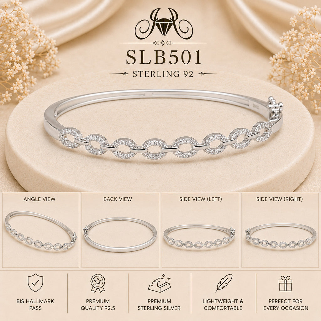 SLB501 sterling silver ladies kada bracelet collage views