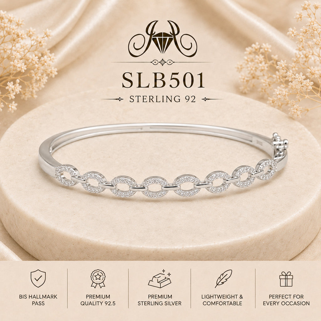SLB501 sterling silver ladies kada bracelet portrait view