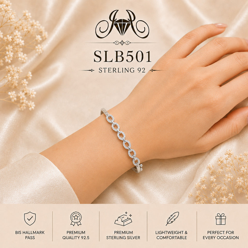 SLB501 sterling silver ladies kada bracelet wearing view
