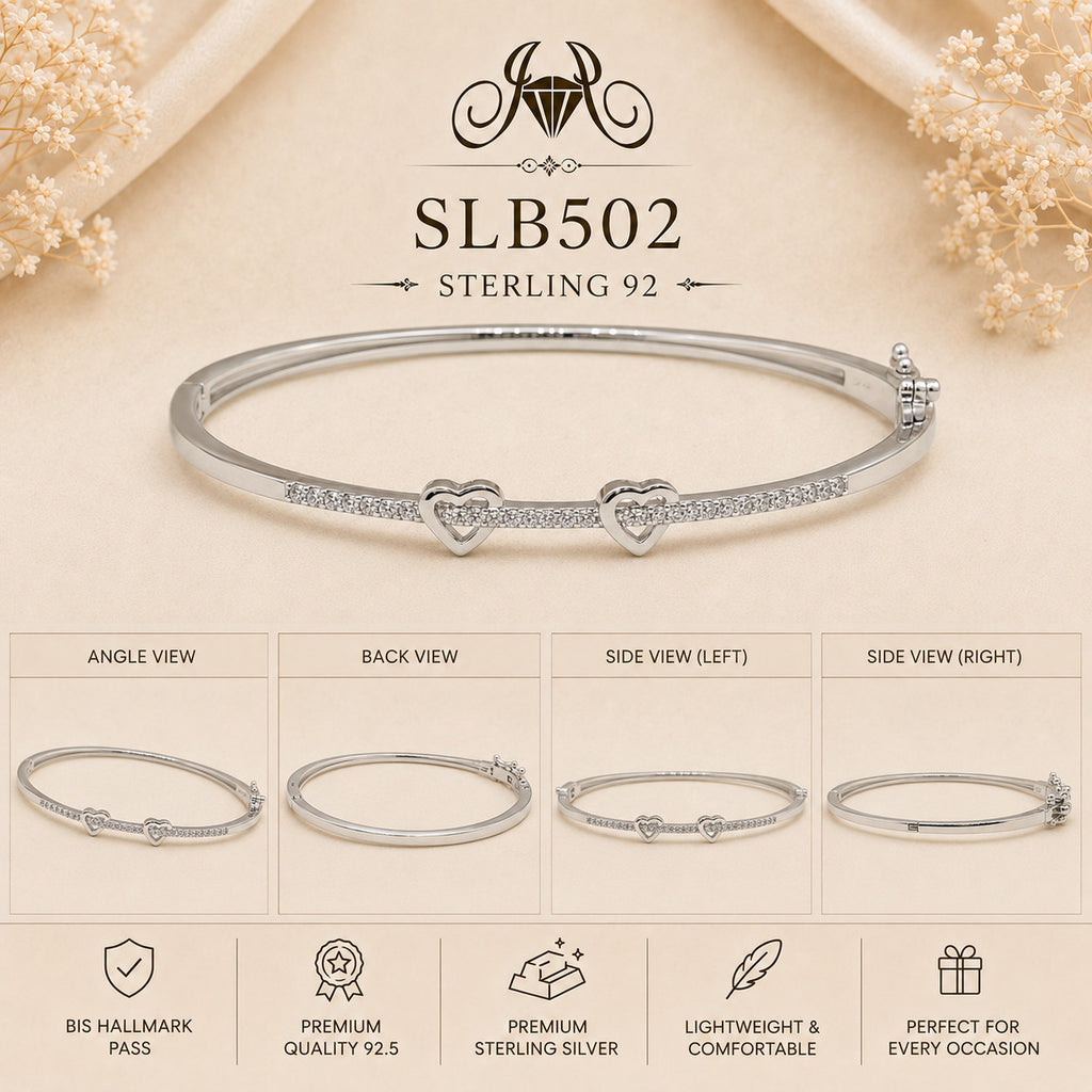 SLB502 sterling silver ladies kada bracelet collage views
