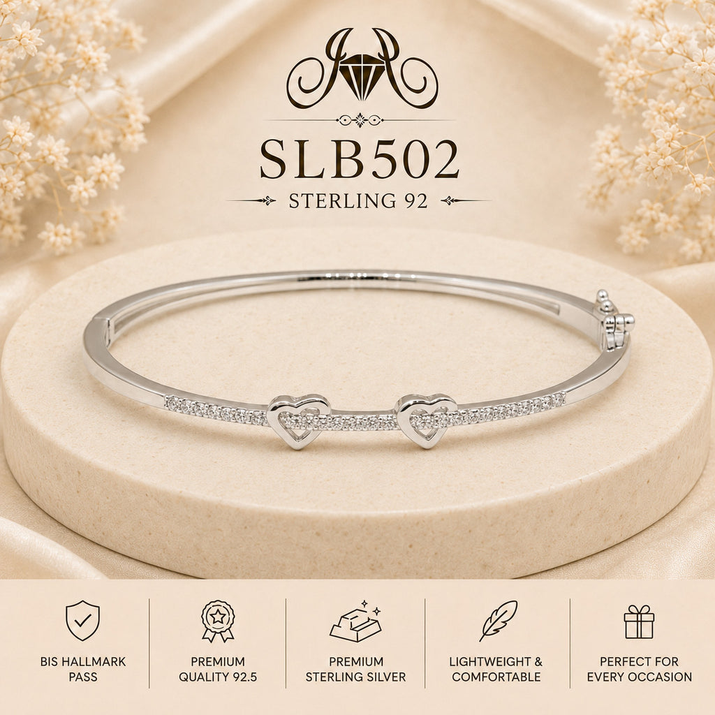 SLB502 sterling silver ladies kada bracelet portrait view