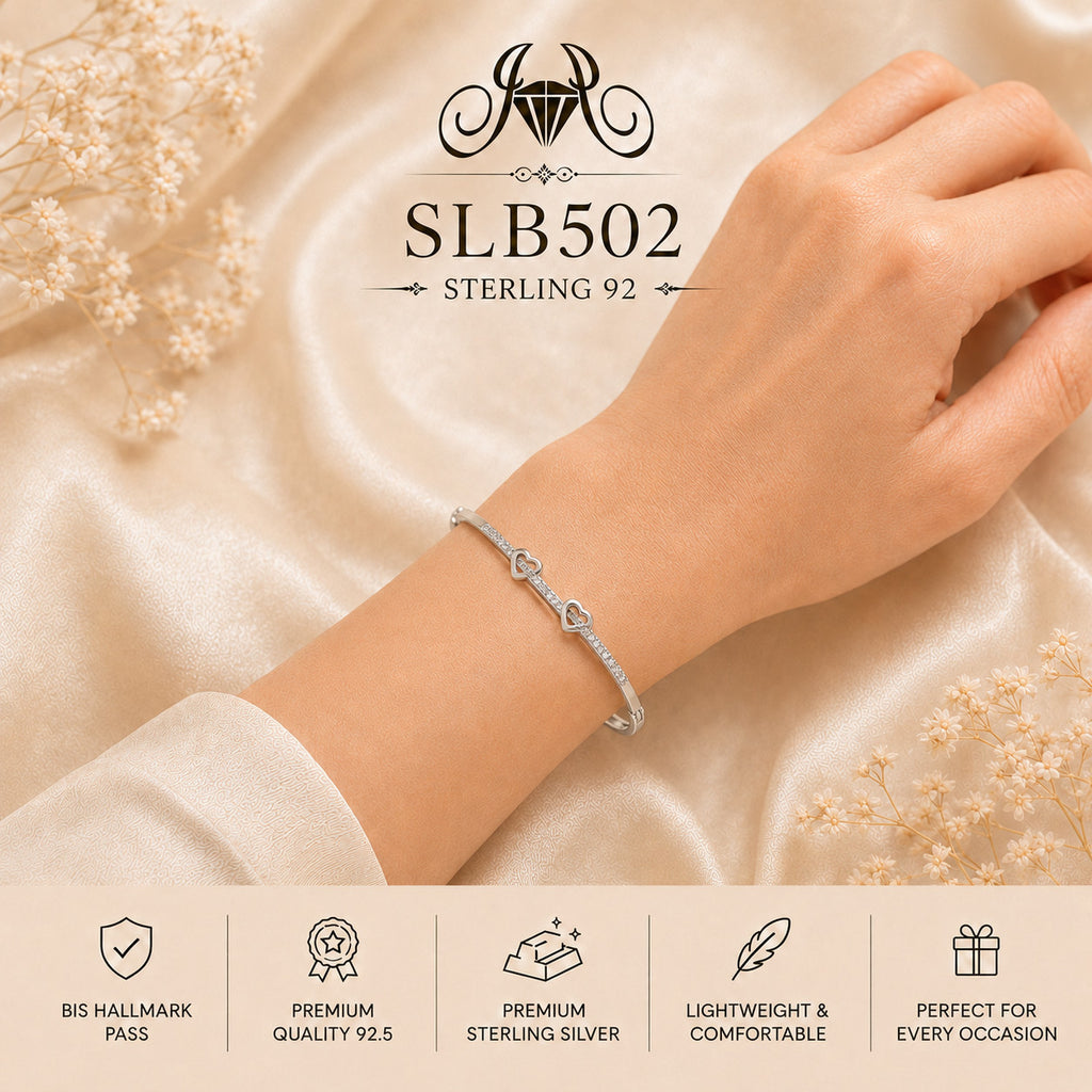 SLB502 sterling silver ladies kada bracelet wearing view