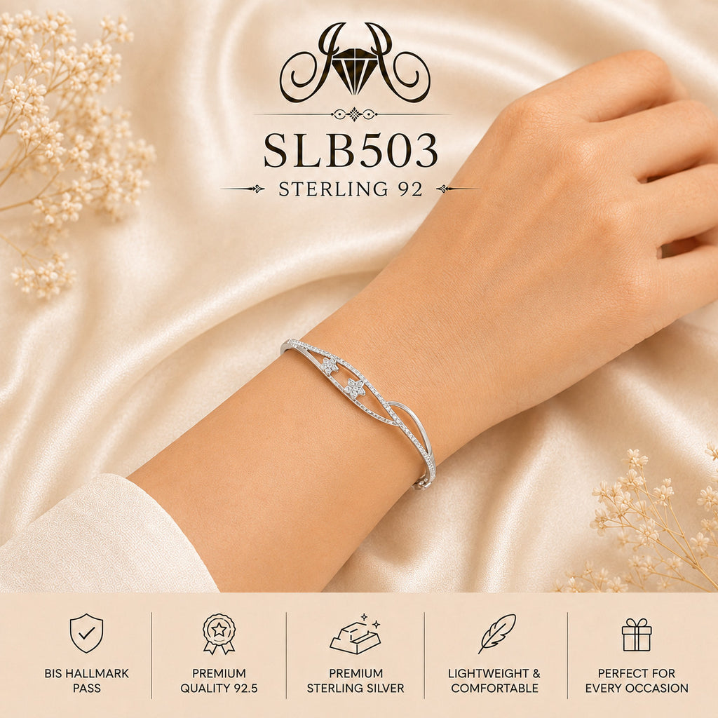 SLB503 sterling silver kada wearing view