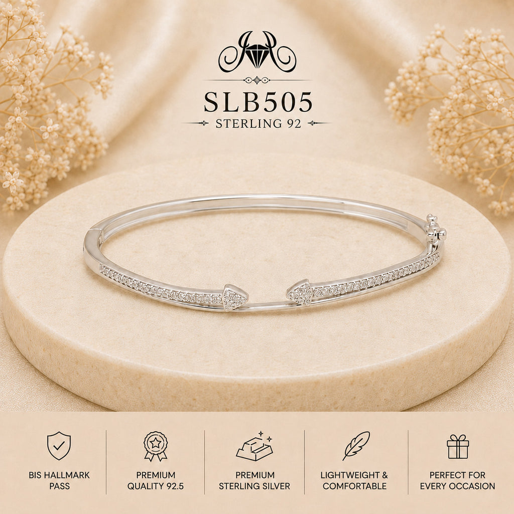 SLB505 sterling silver ladies kada bracelet portrait view