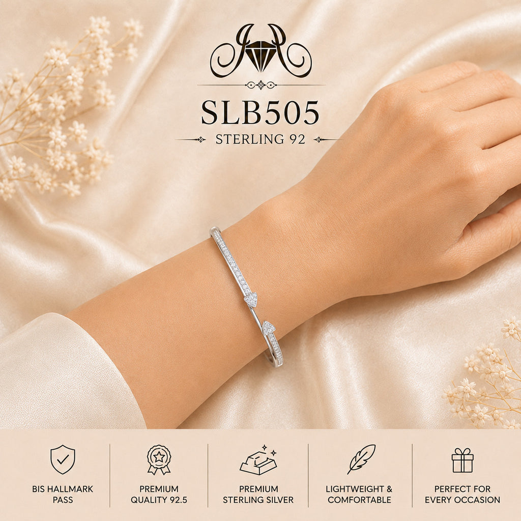 SLB505 sterling silver ladies kada bracelet wearing view