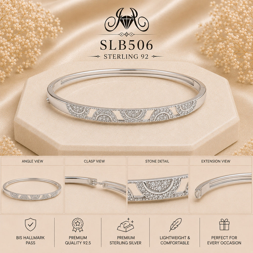 SLB506 sterling silver ladies kada bracelet collage views