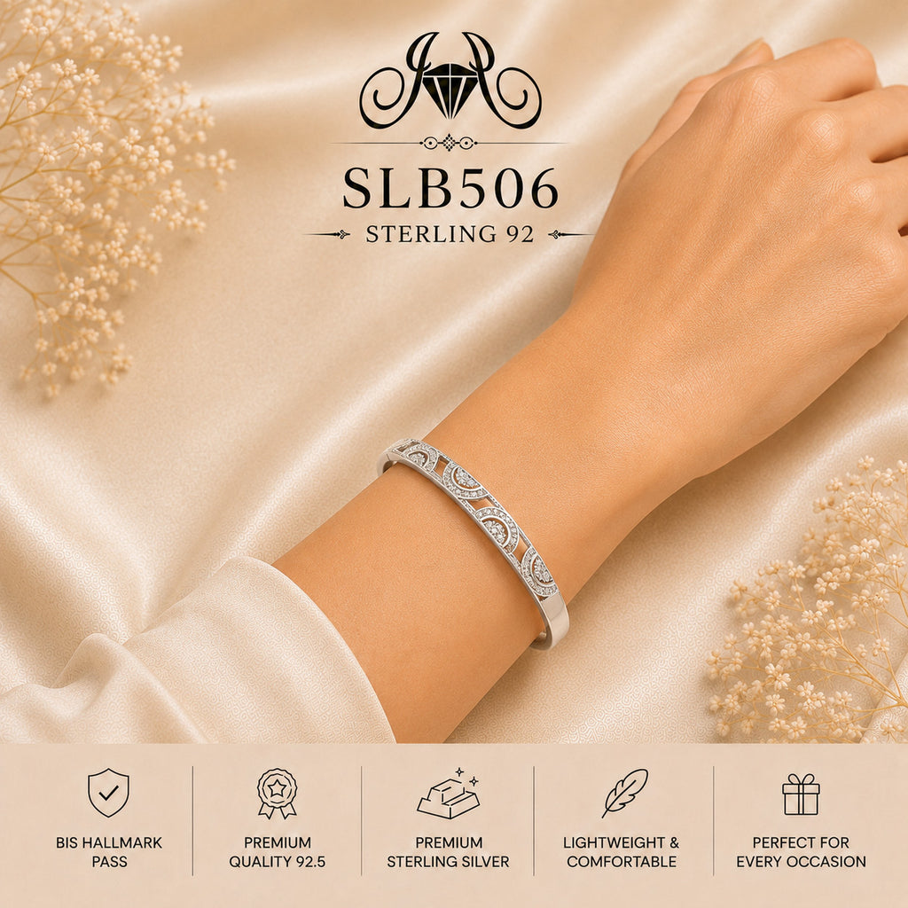 SLB506 sterling silver ladies kada bracelet wearing view