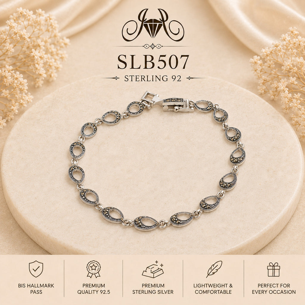 SLB507 92.5 sterling silver ladies chain bracelet portrait
