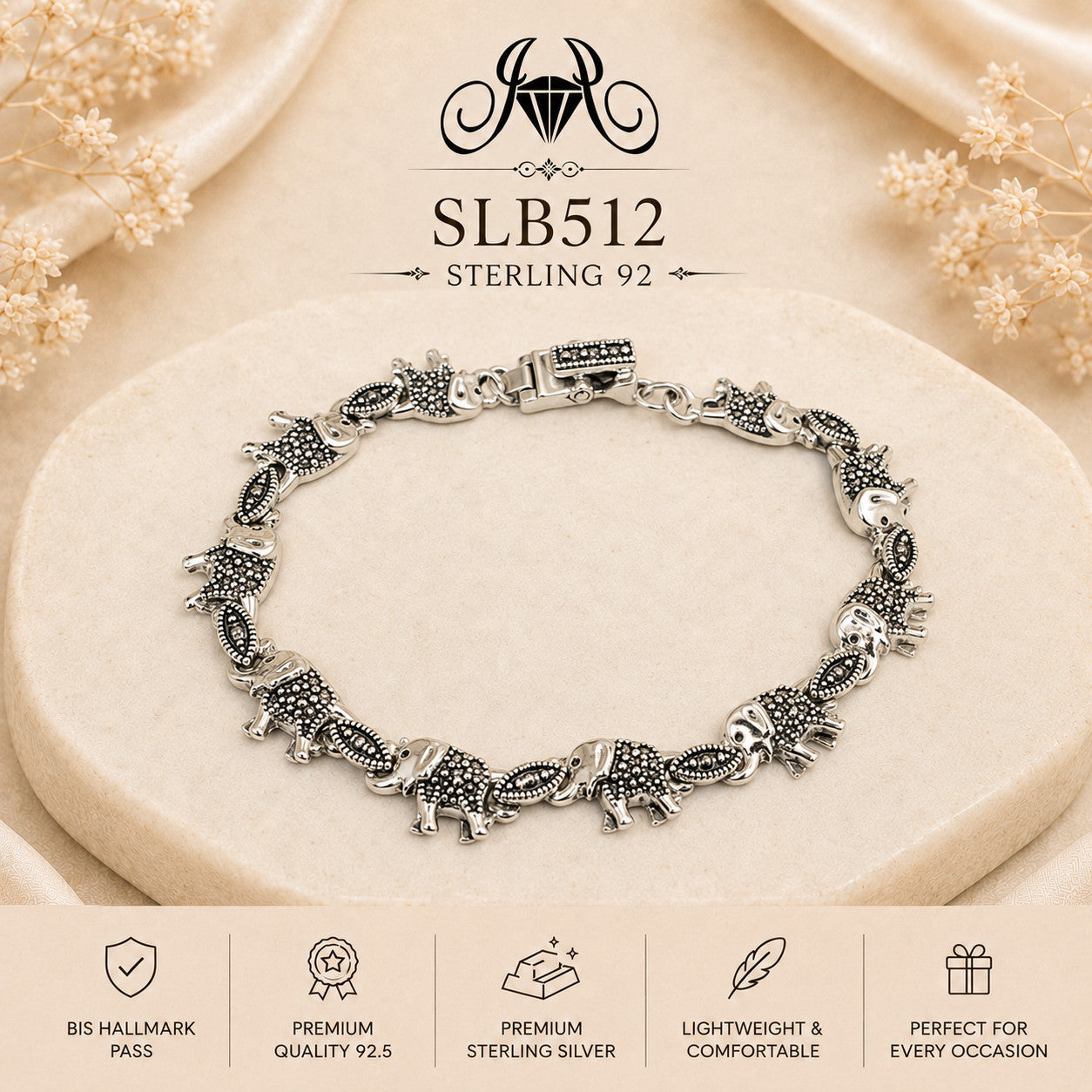 SLB512 92.5 sterling silver ladies chain bracelet portrait