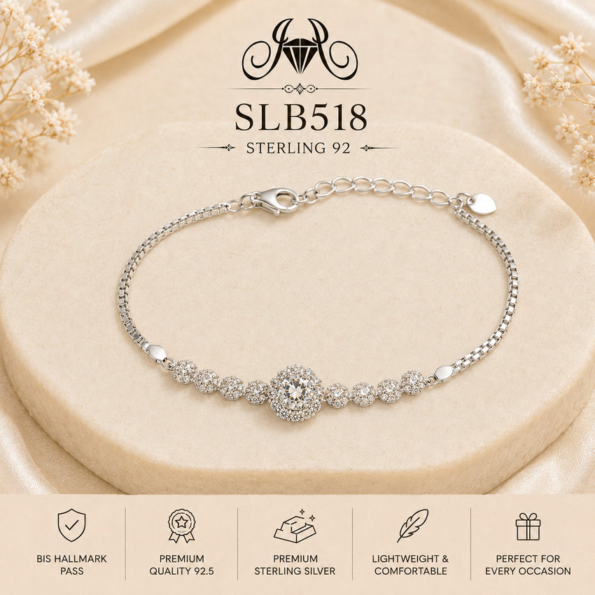 SLB518 92.5 Sterling Silver Ladies Chain Bracelet