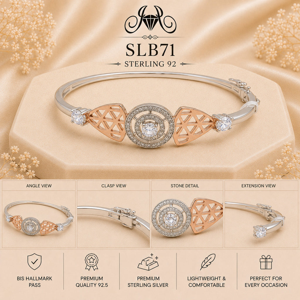 SLB71 sterling silver ladies kada bracelet details