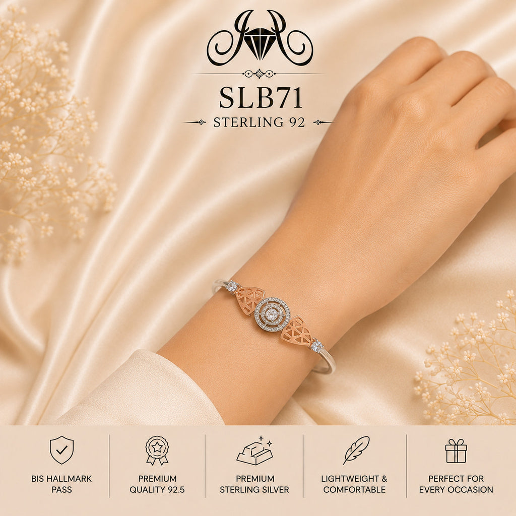 SLB71 sterling silver ladies kada bracelet wearing view