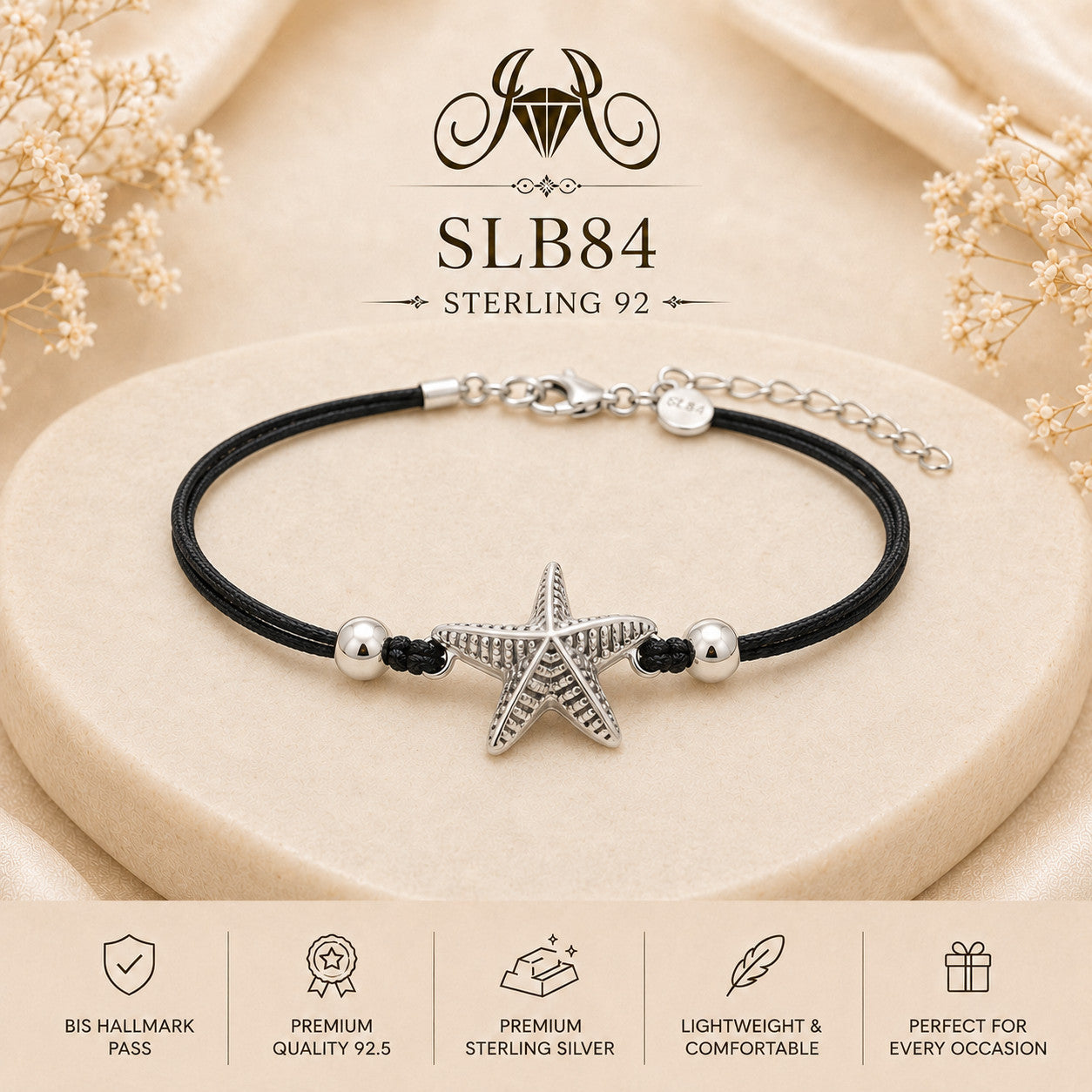 SLB84 92.5 sterling silver ladies chain bracelet portrait