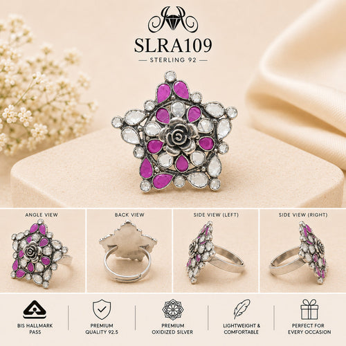 SLRA109 oxidized sterling silver ring multiple angle views