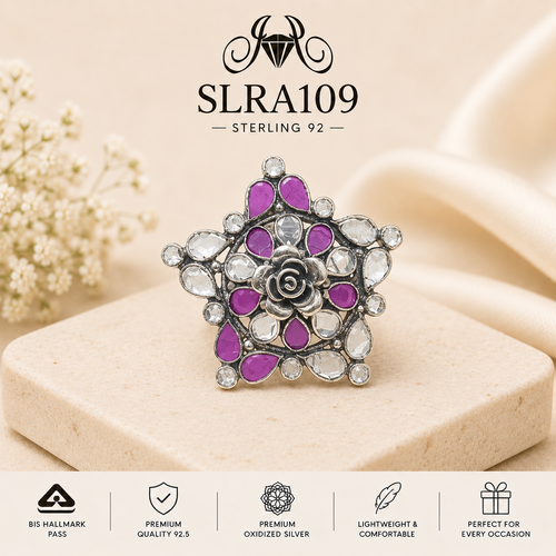 SLRA109 oxidized sterling silver ring front view