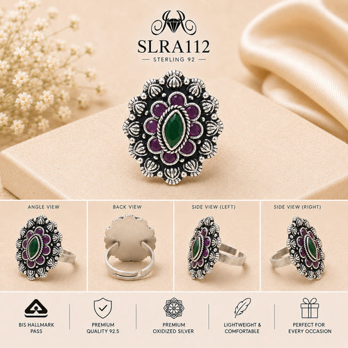 SLRA112 oxidized sterling silver ring multiple angle views