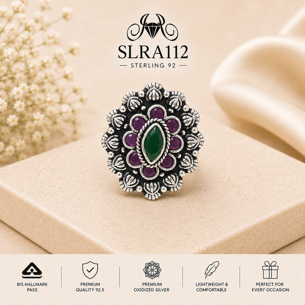 SLRA112 oxidized sterling silver ring front view