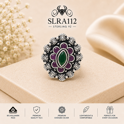 SLRA112 oxidized sterling silver ring front view