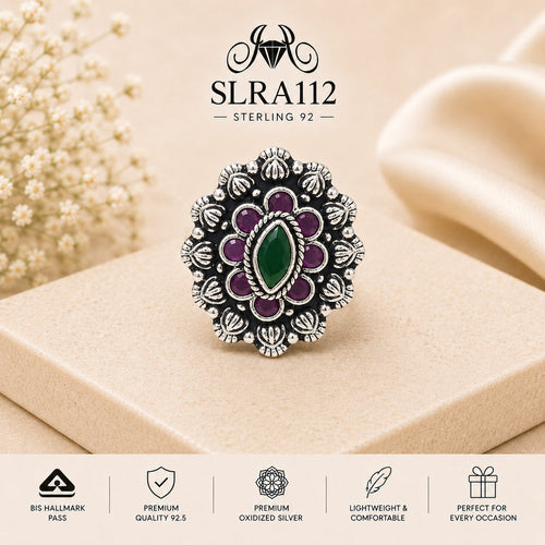 SLRA112 oxidized sterling silver ring front view