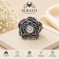 SLRA113 oxidized sterling silver ring front view