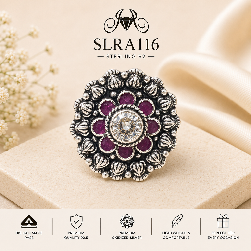 SLRA116 oxidized sterling silver ring front view