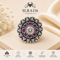 SLRA116 oxidized sterling silver ring front view