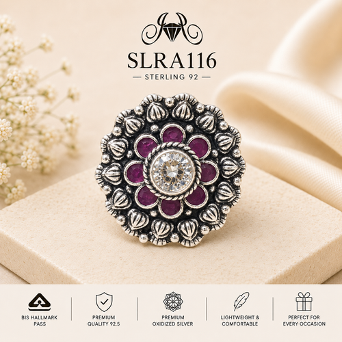 SLRA116 oxidized sterling silver ring front view