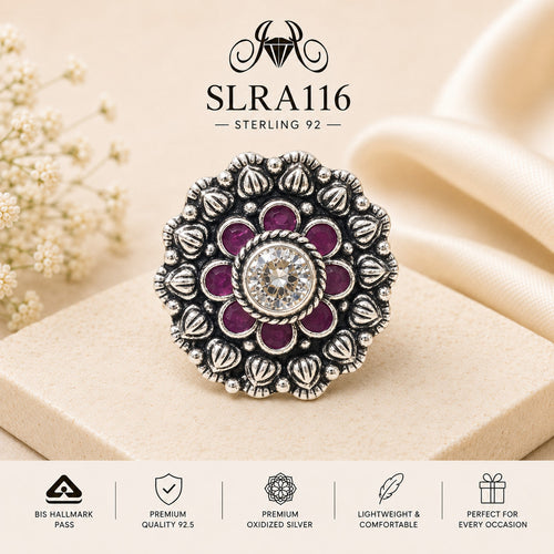 SLRA116 oxidized sterling silver ring front view