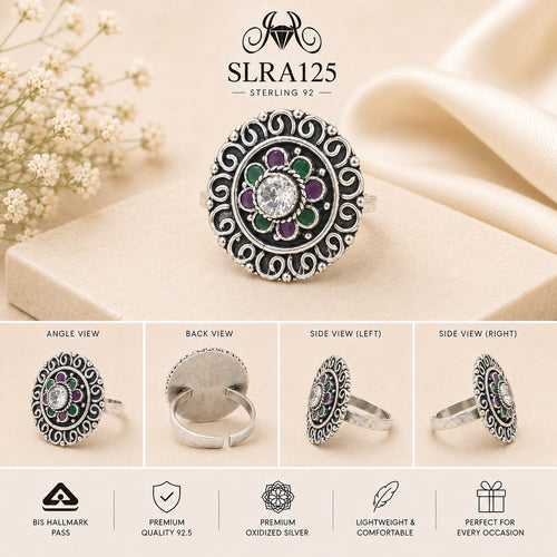 SLRA125 oxidized sterling silver ring multiple angle views