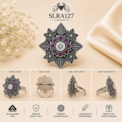 SLRA127 oxidized sterling silver ring multiple angle views