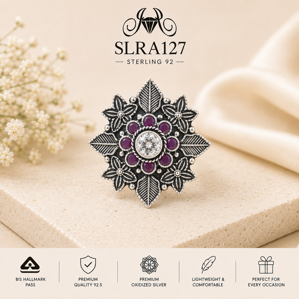 SLRA127 oxidized sterling silver ring front view