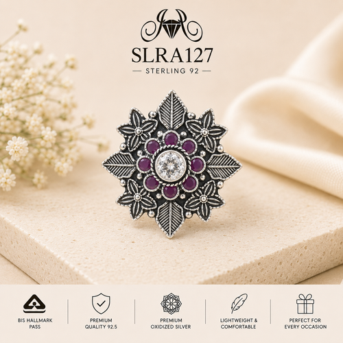 SLRA127 oxidized sterling silver ring front view