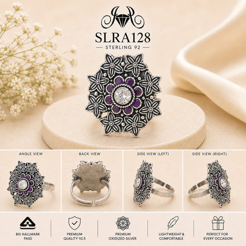 SLRA128 oxidized sterling silver ring multiple angle views
