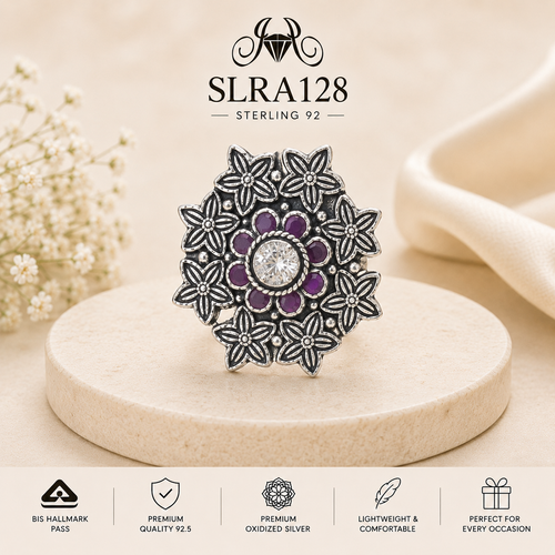 SLRA128 oxidized sterling silver ring front view