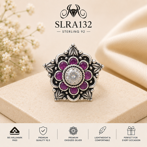 SLRA132 oxidized sterling silver ring front view