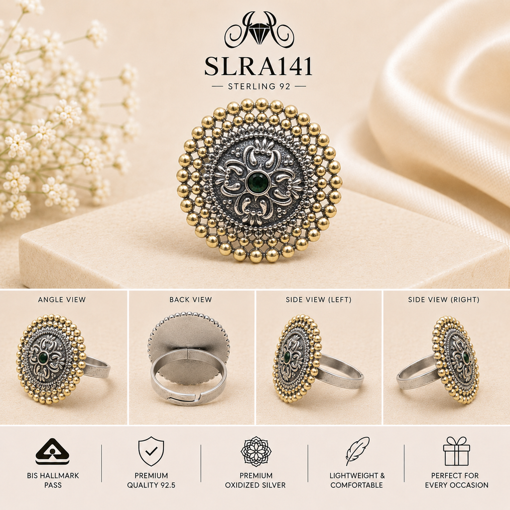 SLRA141 oxidized sterling silver ring multiple angle views