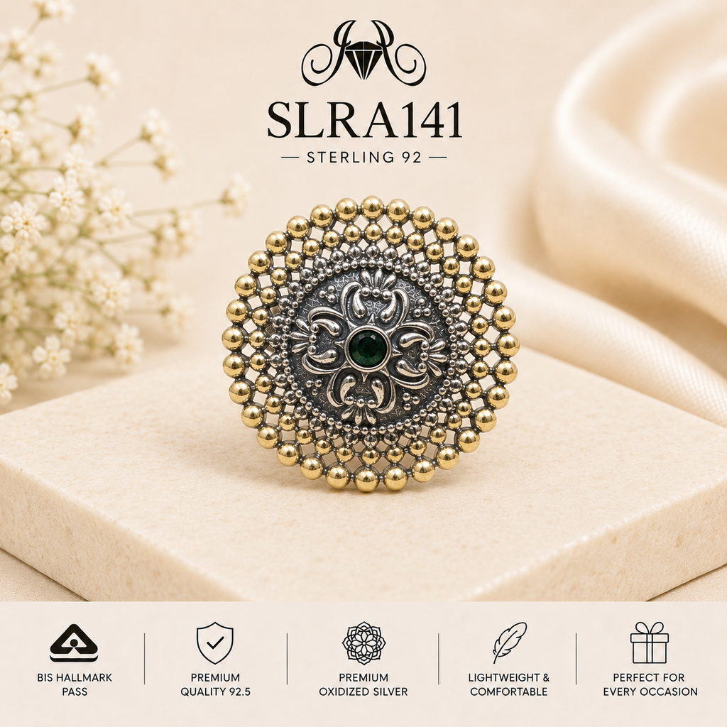 SLRA141 oxidized sterling silver ring front view