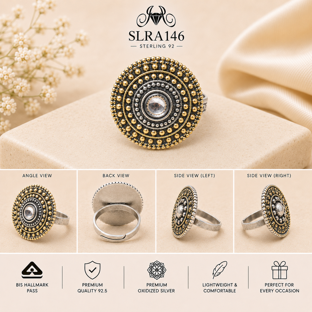 SLRA146 oxidized sterling silver ring multiple angle views