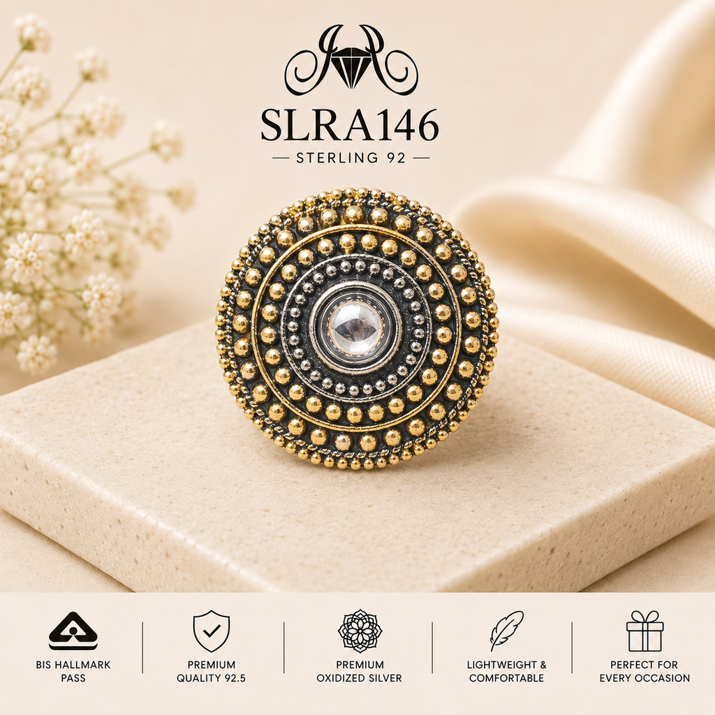 SLRA146 oxidized sterling silver ring front view