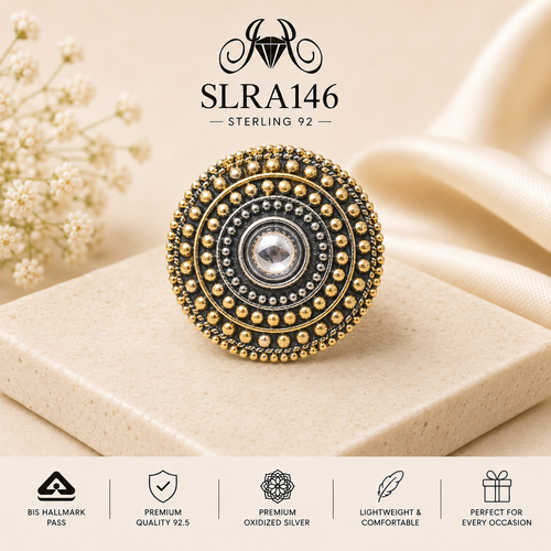 SLRA146 oxidized sterling silver ring front view