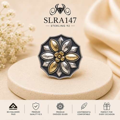 SLRA147 oxidized sterling silver ring front view