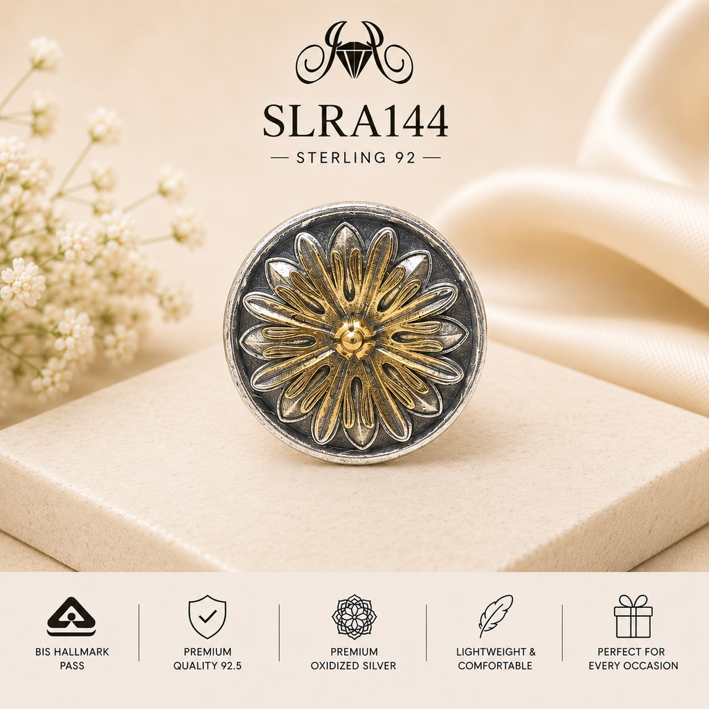 SLRA14 oxidized sterling silver ring front view