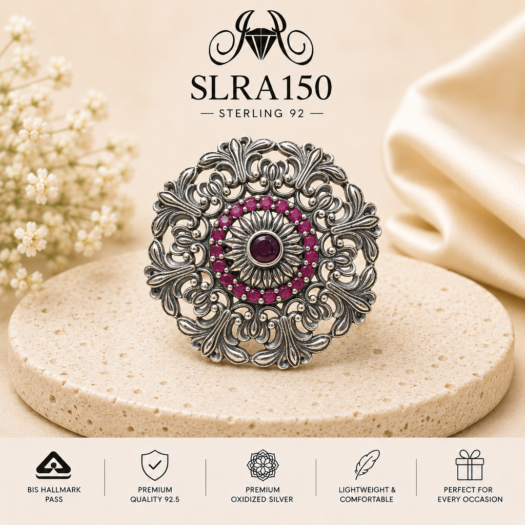 SLRA150 oxidized sterling silver ring front view