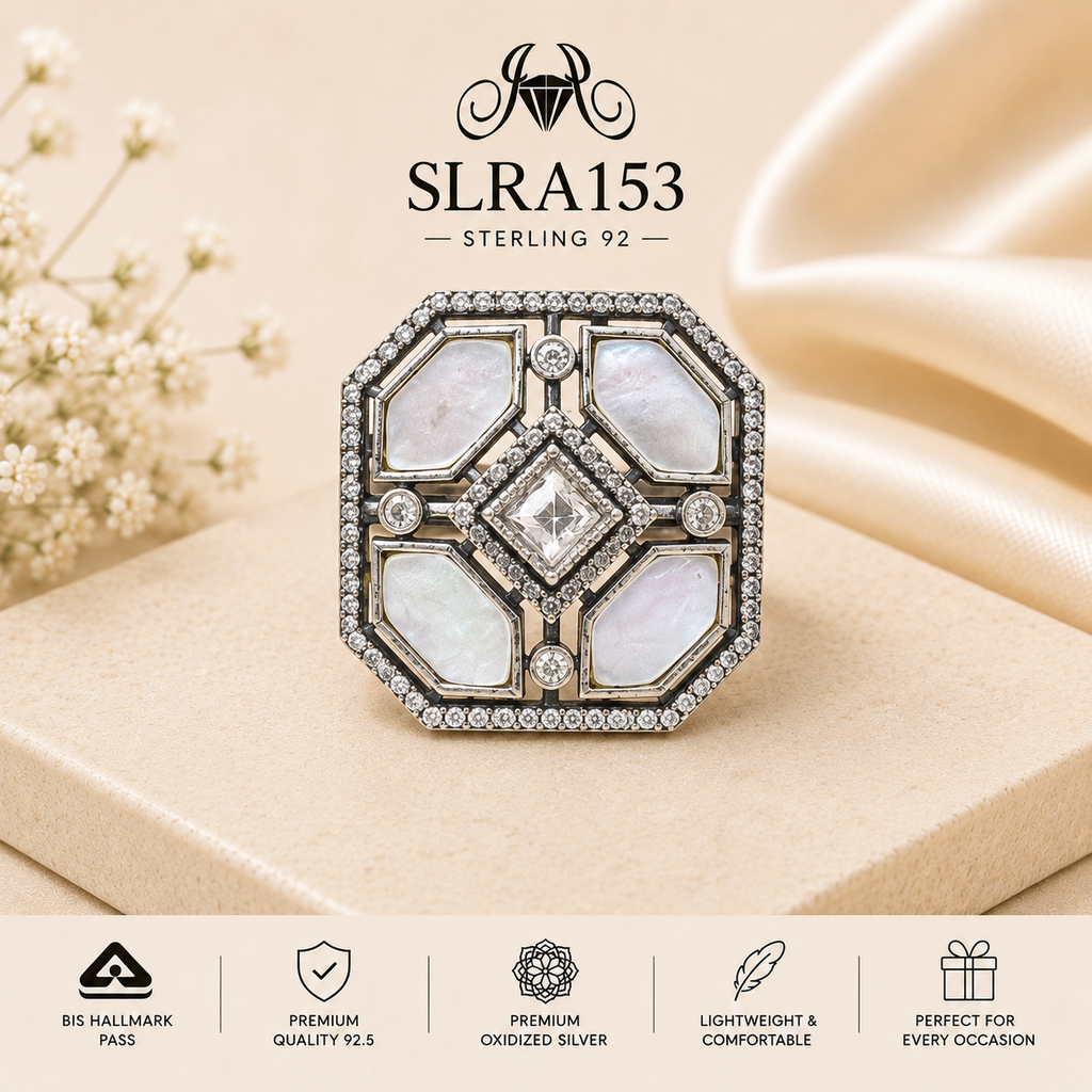 SLRA153 oxidized sterling silver ring front view