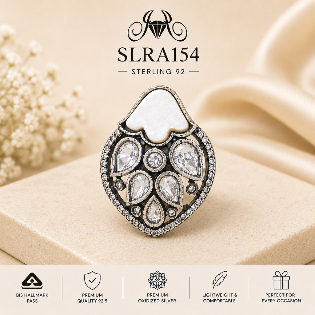 SLRA154 oxidized sterling silver ring front view