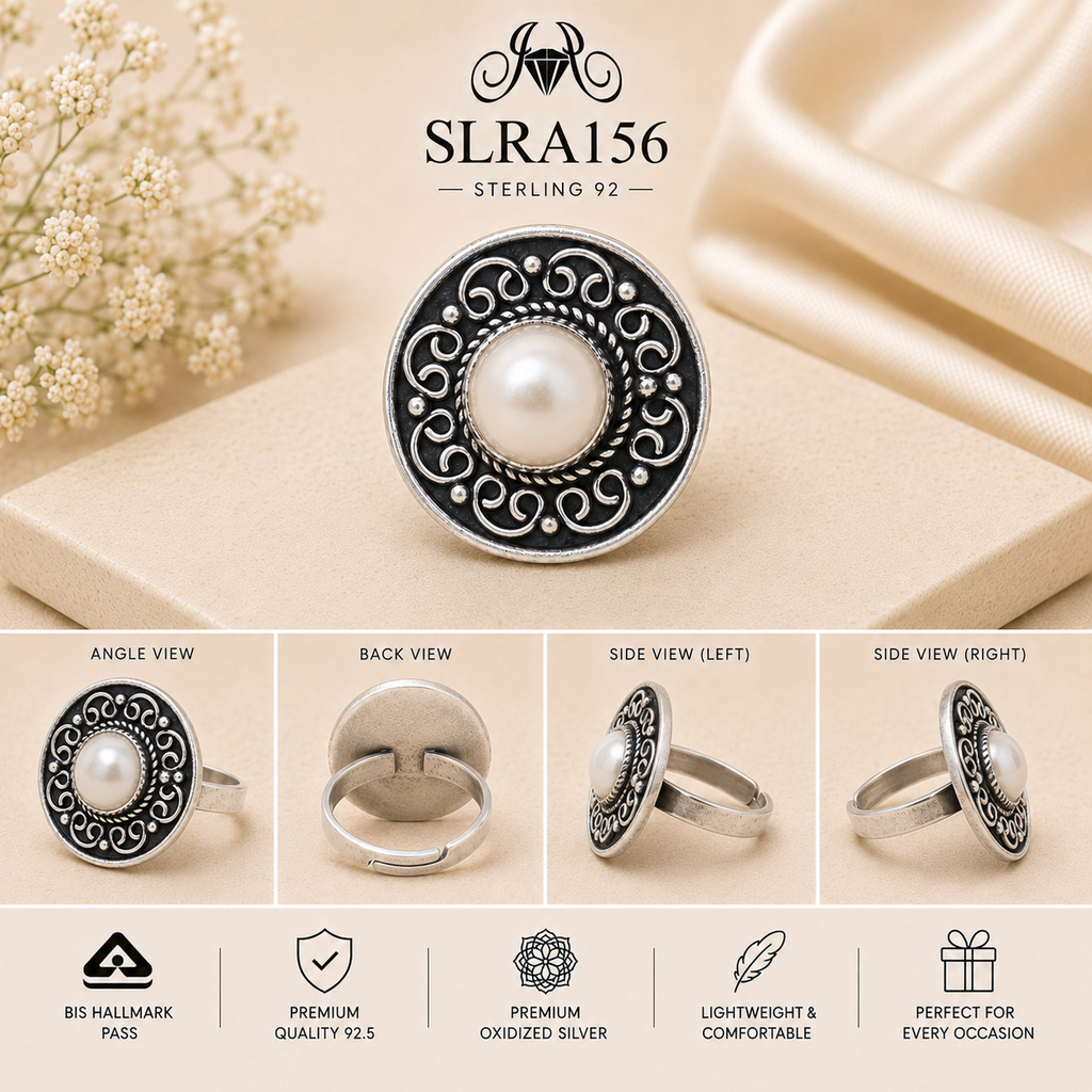 SLRA156 oxidized sterling silver ring multiple angle views