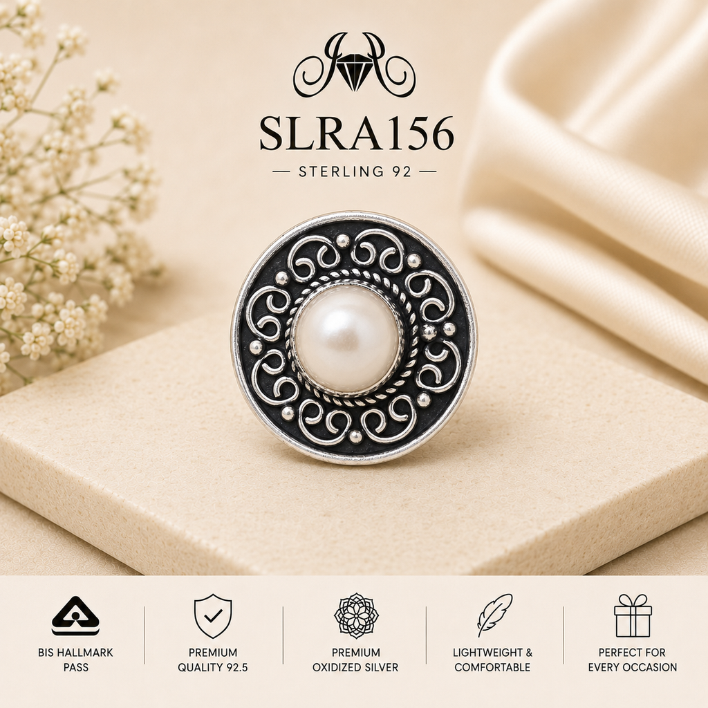 SLRA156 oxidized sterling silver ring front view