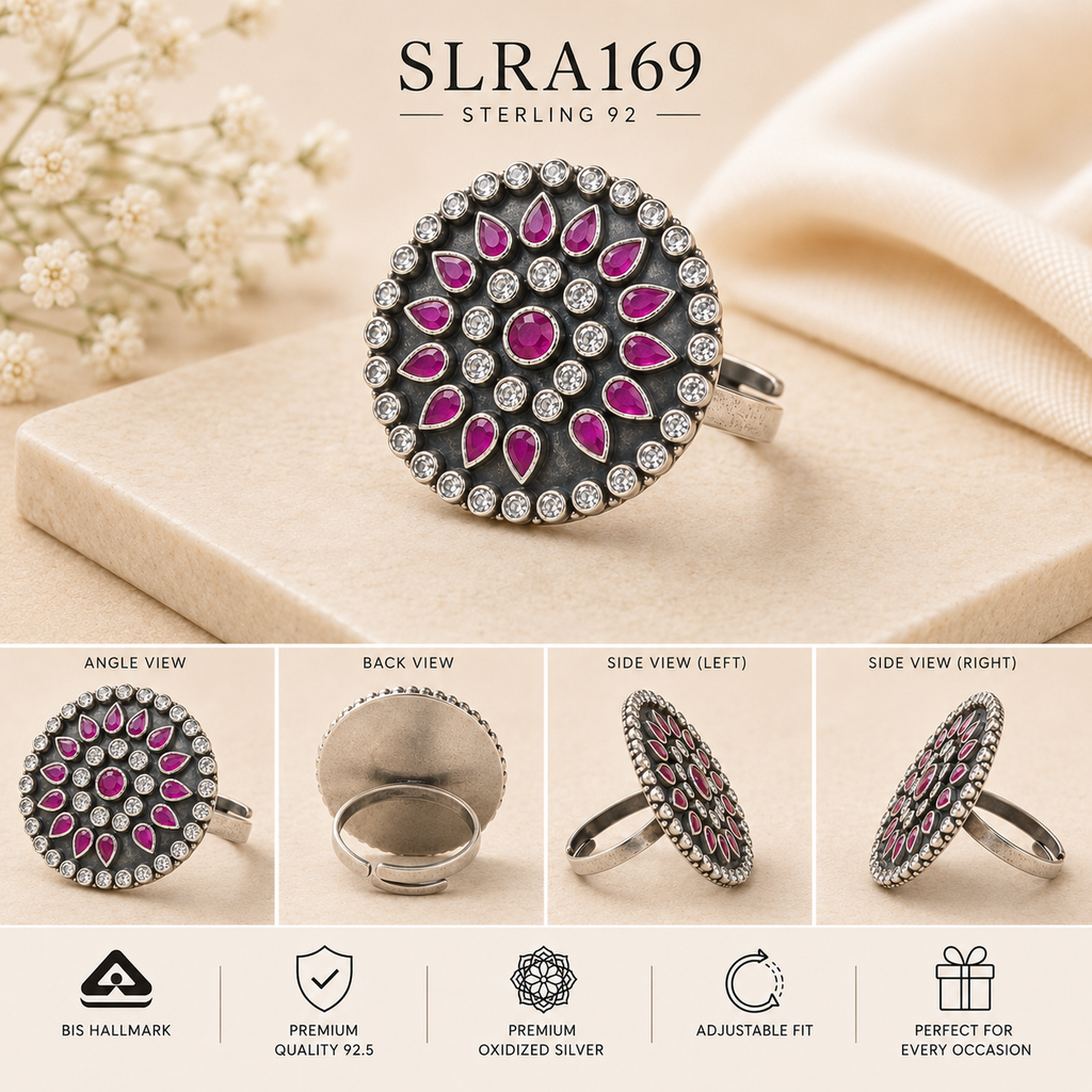 SLRA169 oxidized sterling silver ring multiple angle views