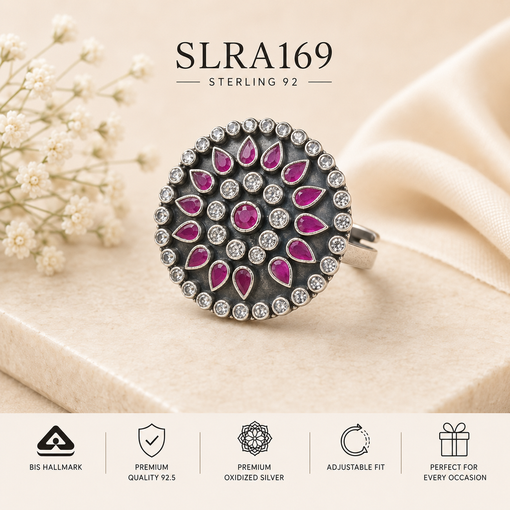 SLRA169 oxidized sterling silver ring front view